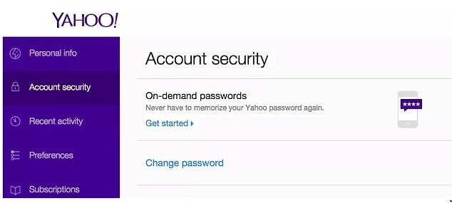 Yahoo mail account security