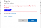 there was an issue looking up your account skype